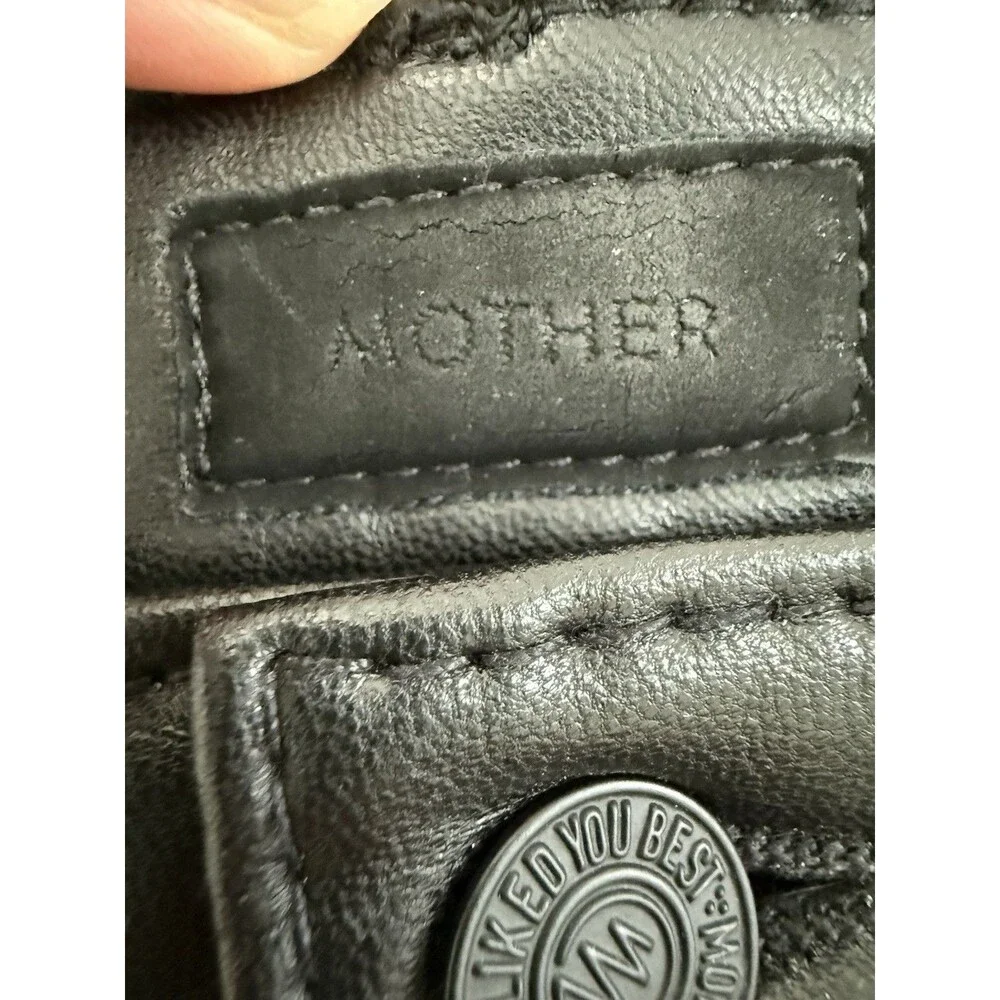 MOTHER The Insider Ankle Faux Show Pants 29 Black Faux Leather Cropped Flare